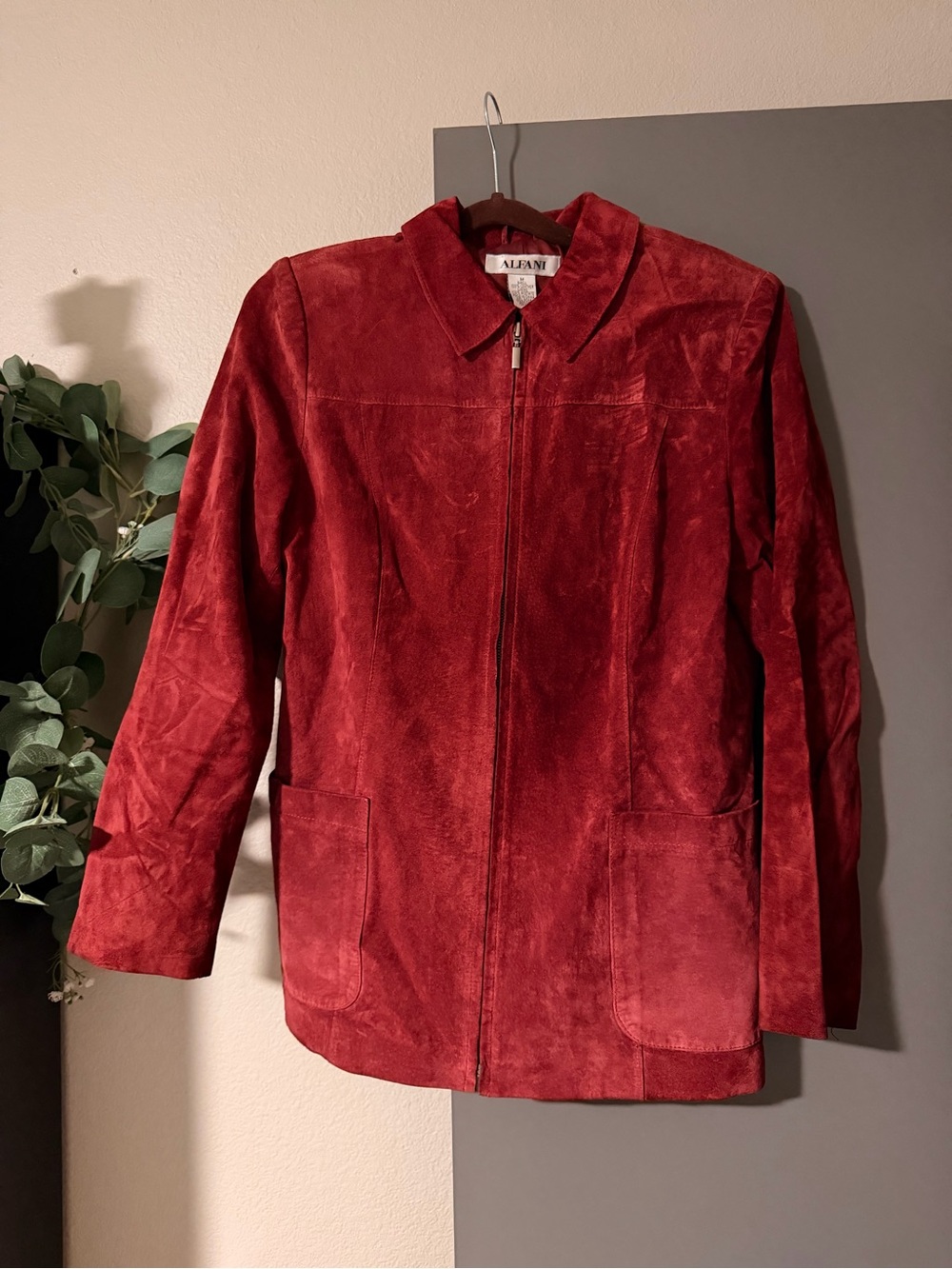 Alfani Red Suede Zip Jacket